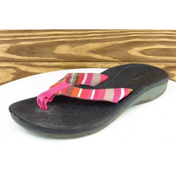 Clarks Sz 5 M Pink Flip Flop Fabric Women Sandals 65646 - Picture 1 of 8